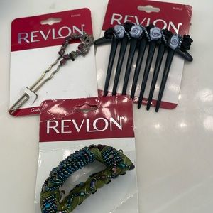 NWT REVLON 3 pc hair accessories Hair Stick, Comb, Claw Clip stocking stuffers